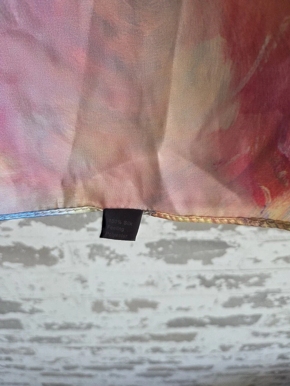 Reversible Abstract Floral Swirl Silk Feel Scarf